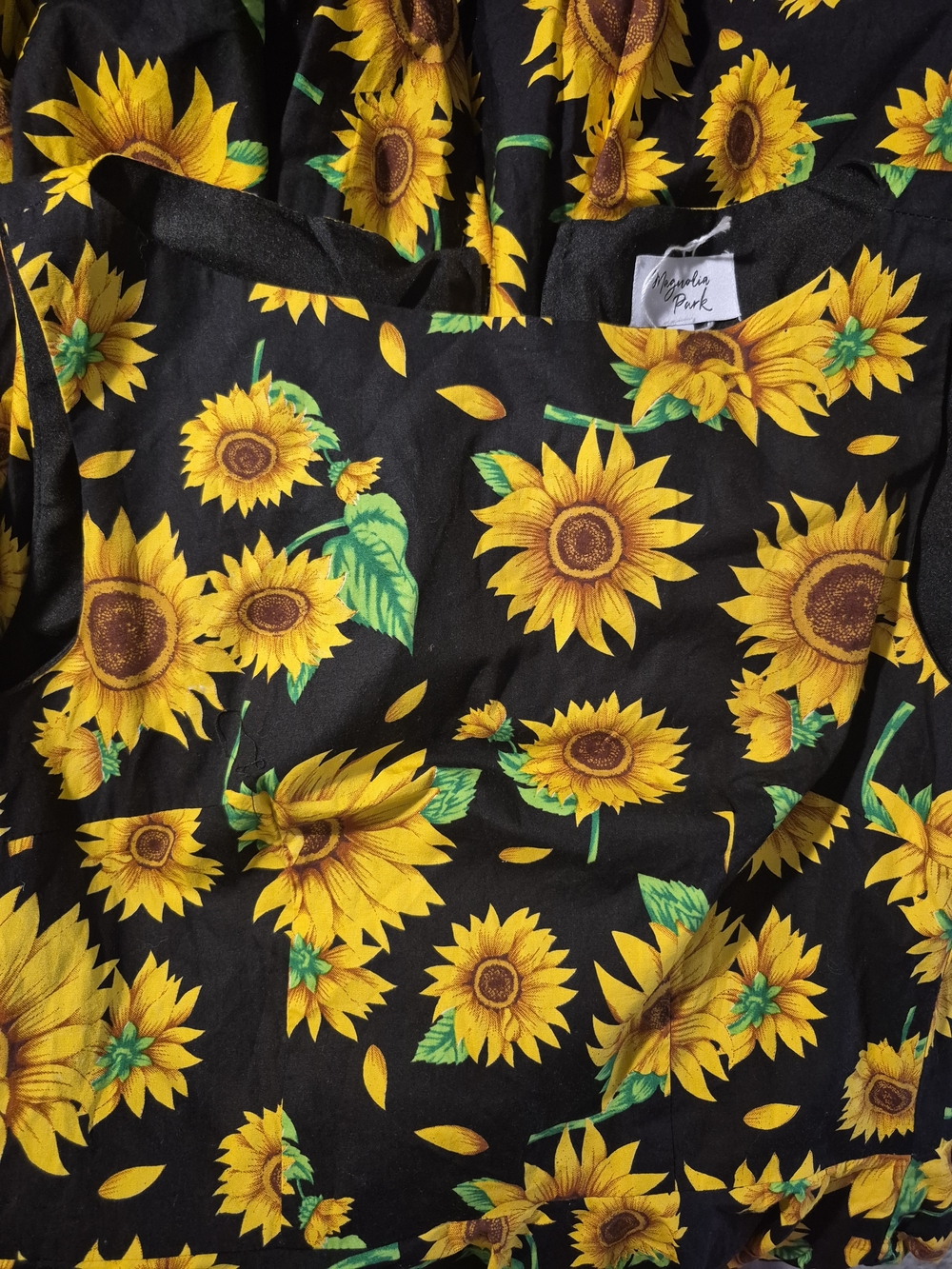 Unique Vintage Magnolia Park Sunflower Dress Yellow BLACK Fit N Flare Swing